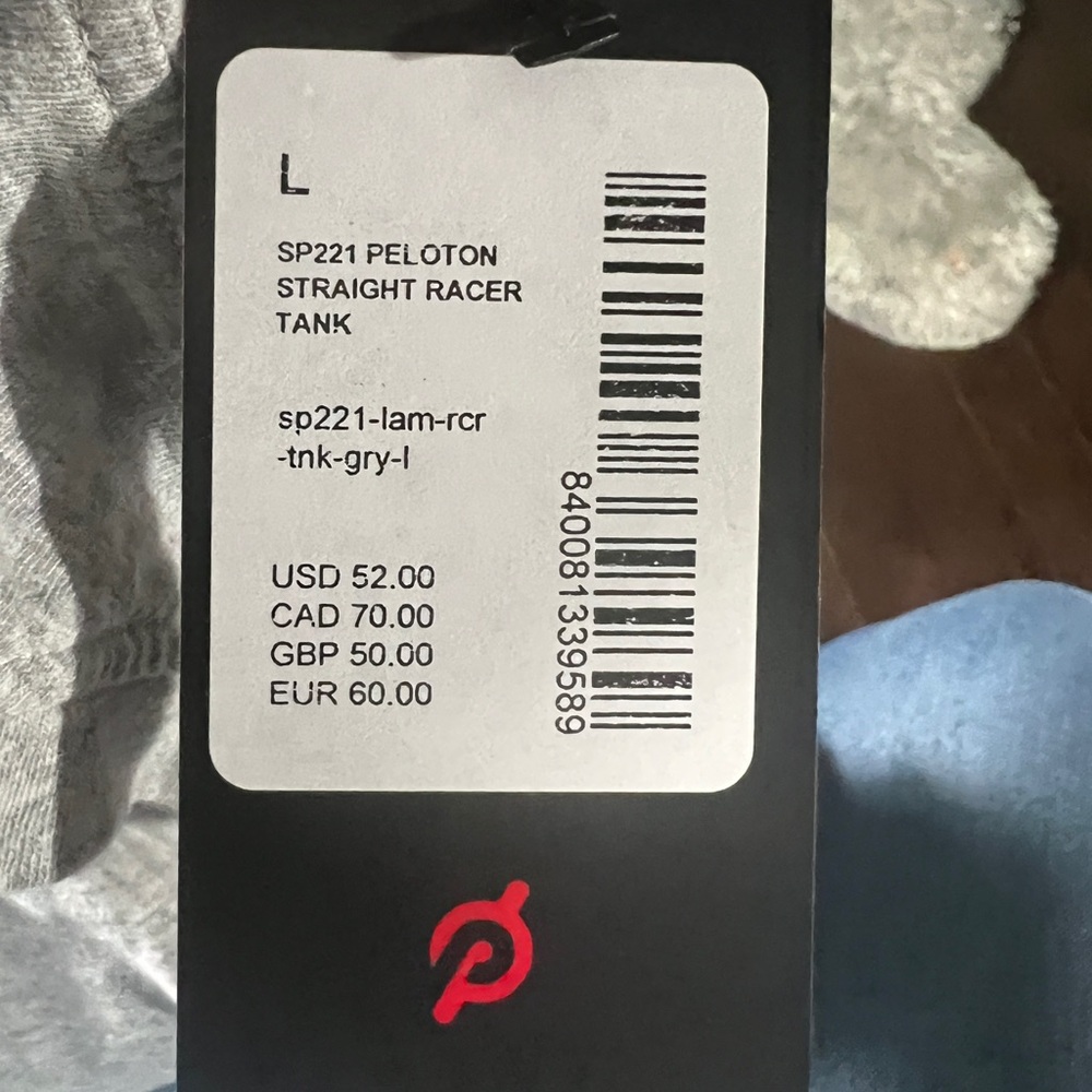 Peloton straight racer tank- Heather Gray women size large -new with tags - Picture 3 of 3